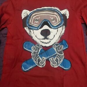 Gymboree Red Long Sleeve Tee with Bear and Blue Skis
